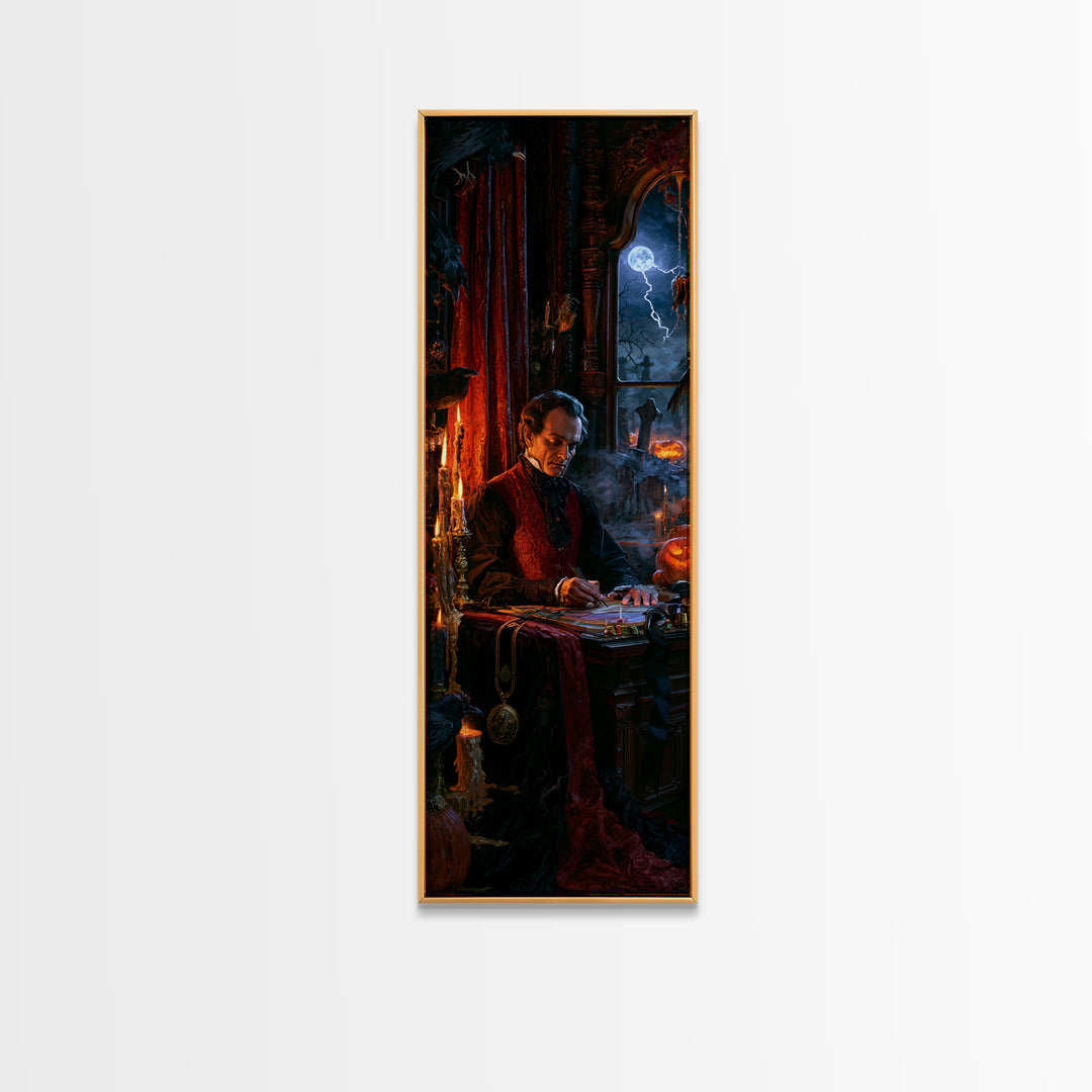 The Royal Coffin Maker, Macabre Victorian Decor, Tall Narrow Wall Art, Canvas Print, Gothic Wall Decor, Halloween Portrait Art