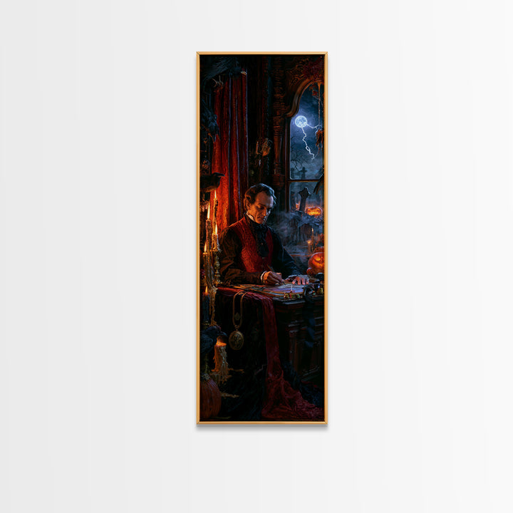 The Royal Coffin Maker, Macabre Victorian Decor, Tall Narrow Wall Art, Canvas Print, Gothic Wall Decor, Halloween Portrait Art