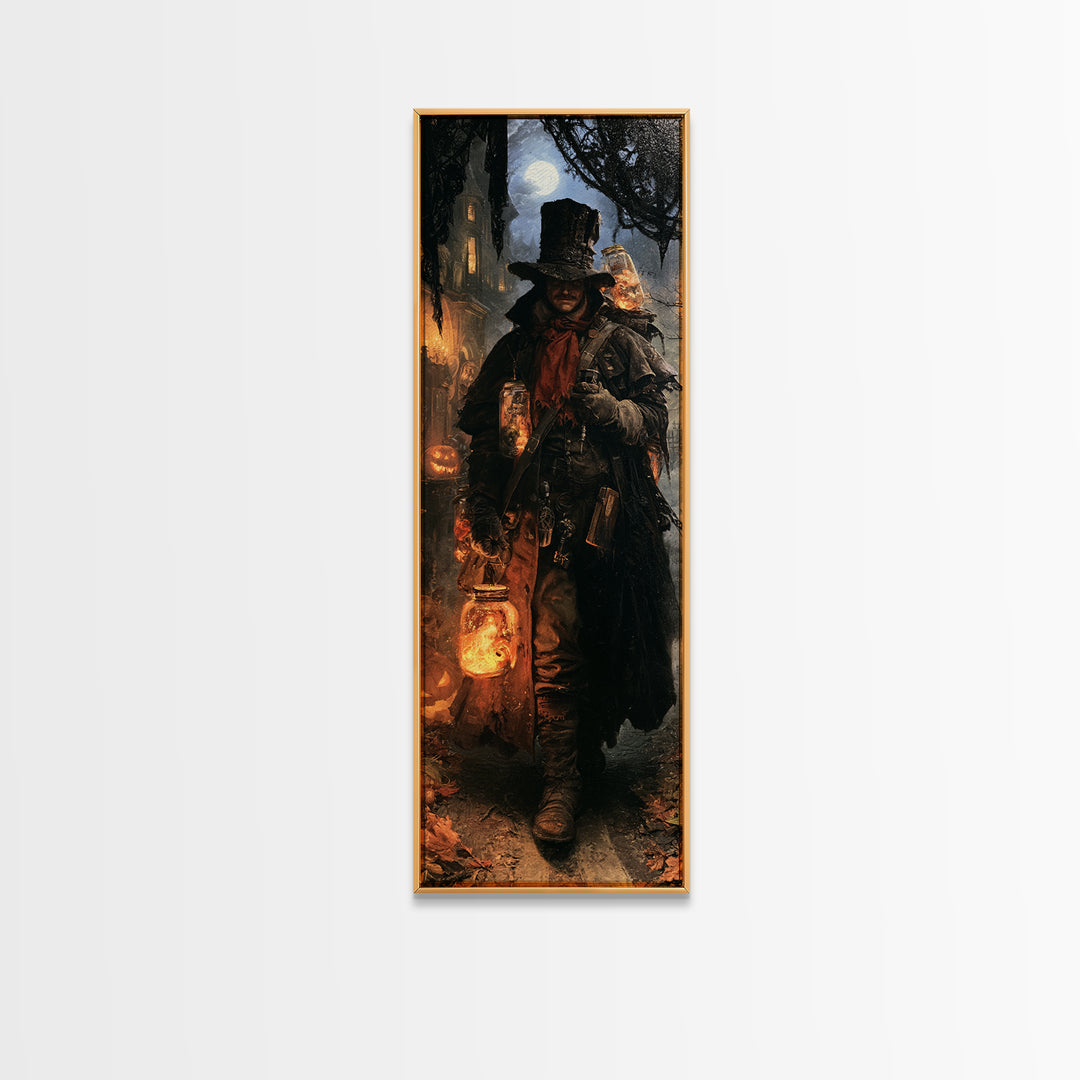 The Soul Collector, Victorian Gothic Art, Tall Narrow Wall Art, Framed Canvas Print, Gothic Wall Decor, Halloween Portrait Art