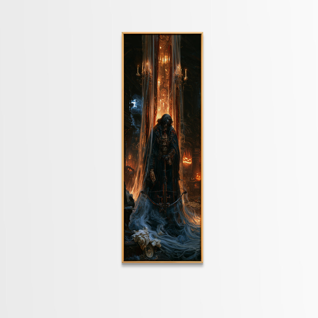 The Ghost Of The Witch Hunter, Victorian Horror Portrait, Tall Narrow Wall Art, Canvas Print, Gothic Wall Decor, Halloween Portrait Art