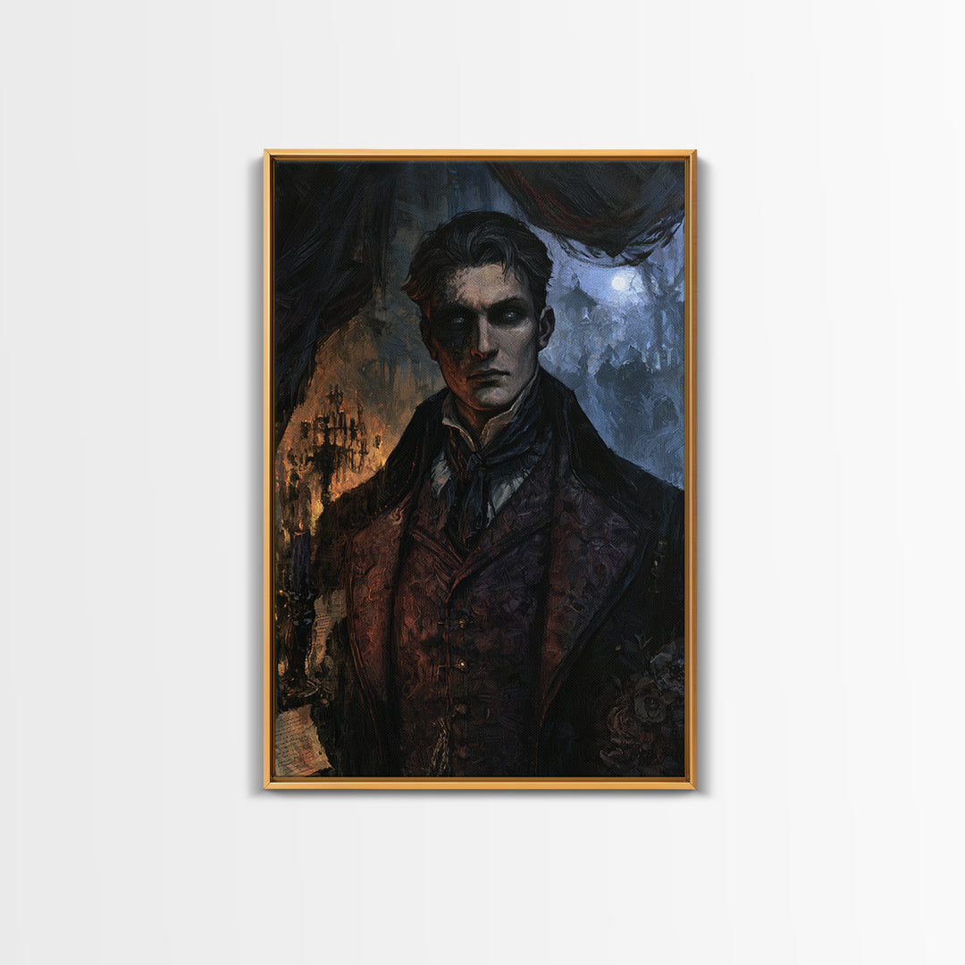 The Ash-Covered Oracle, Antique Gothic Portrait, Vertical Wall Art, Framed Canvas Print, Gothic Wall Decor, Halloween Portrait Art