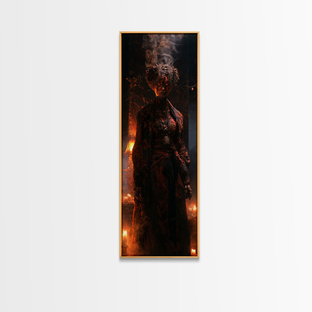 The Ash-Covered Oracle, Victorian Gothic Art, Tall Narrow Wall Art, Canvas Print, Gothic Wall Decor, Halloween Portrait Art, Horror Wall Art