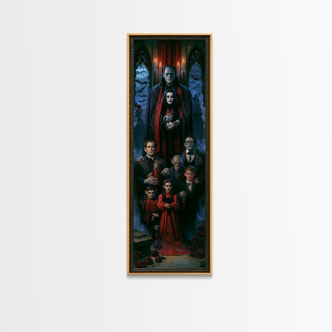The Monster Family Portrait, Victorian Gothic Art, Tall Narrow Wall Art, Canvas Print, Gothic Wall Decor, Halloween Portrait Art