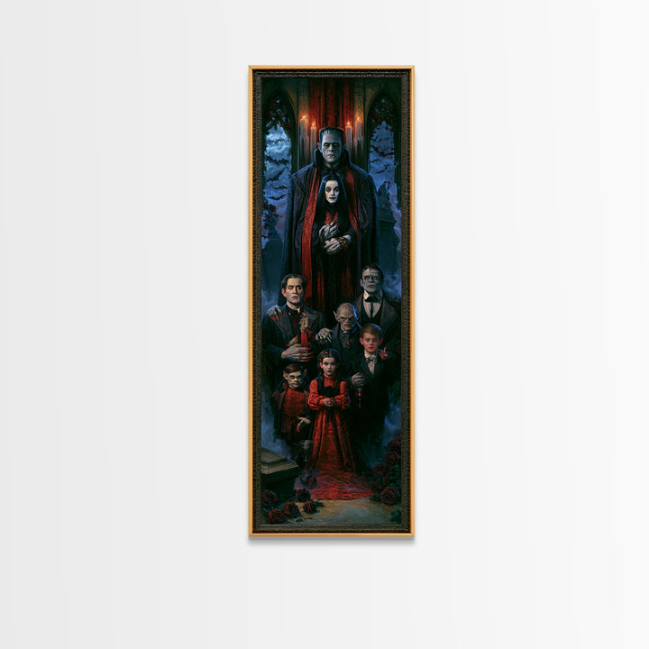 The Monster Family Portrait, Victorian Gothic Art, Tall Narrow Wall Art, Canvas Print, Gothic Wall Decor, Halloween Portrait Art