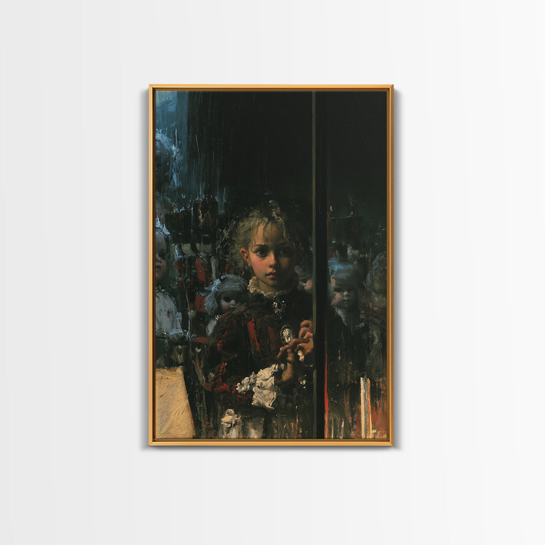 The Haunted Toy Parade, Dark Academia Wall Art, Vertical Wall Art, Canvas Print, Gothic Wall Decor, Halloween Portrait Art