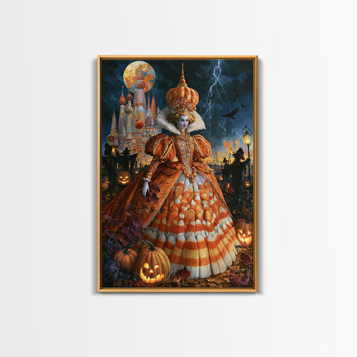 The Candy Corn Kingdom, Victorian Gothic Art, Vertical Wall Art, Canvas Print, Gothic Wall Decor, Halloween Portrait Art, Spooky Wall Decor