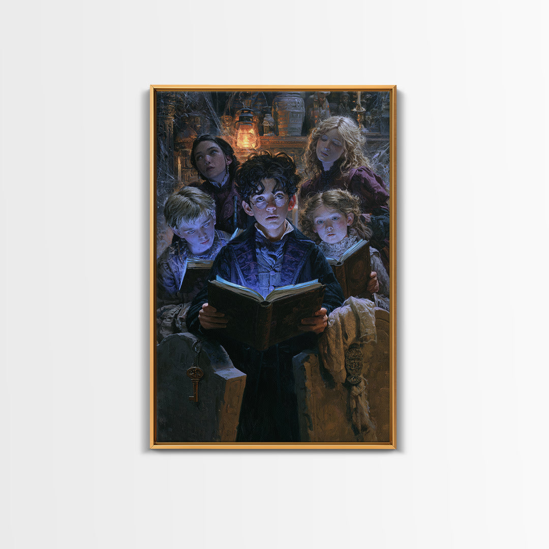 The Graveyard Book Club, Macabre Victorian Decor, Vertical Wall Art, Framed Canvas Print, Gothic Wall Decor, Halloween Portrait Art