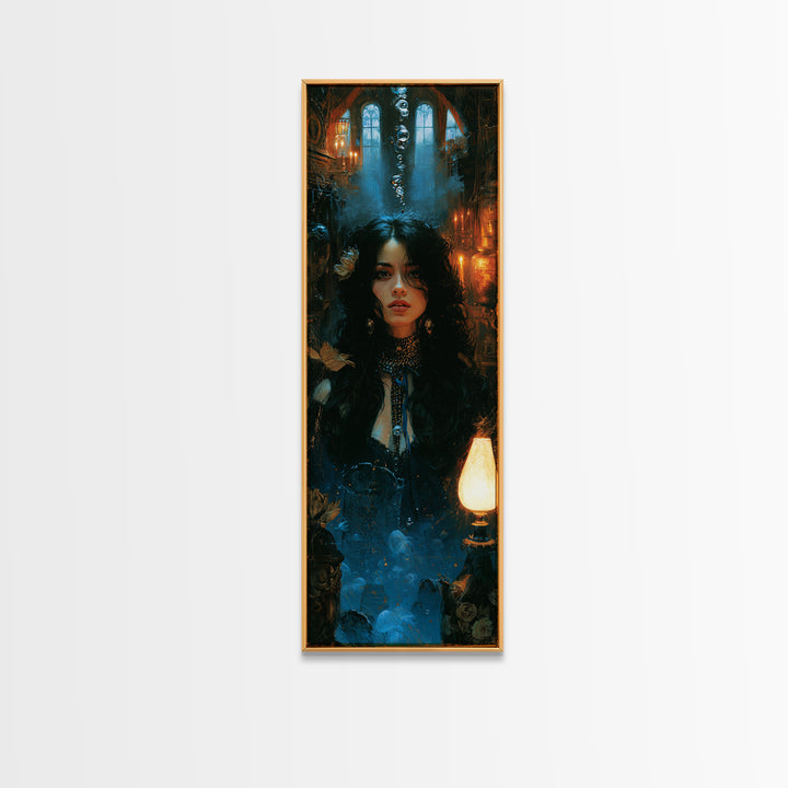 The Underwater Graveyard, Antique Gothic Portrait, Tall Narrow Wall Art, Framed Canvas Print, Gothic Wall Decor, Halloween Portrait Art
