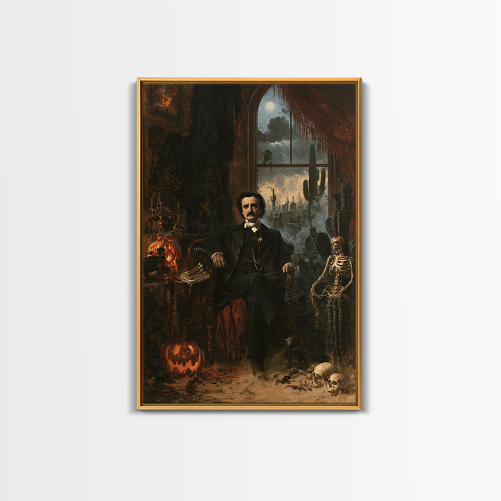 Desert Halloween, Antique Gothic Portrait, Vertical Wall Art, Framed Canvas Print, Gothic Wall Decor, Halloween Portrait Art
