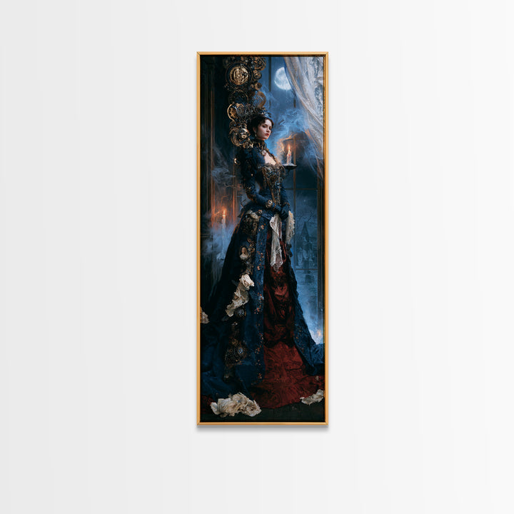 The Clockwork Haunted House, Dark Academia Wall Art, Tall Narrow Wall Art, Framed Canvas Print, Gothic Wall Decor, Halloween Portrait Art