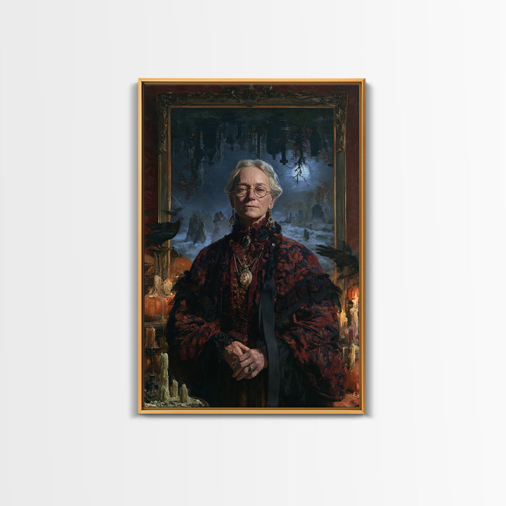 The Upside-Down Cemetery, Victorian Horror Portrait, Vertical Wall Art, Framed Canvas Print, Gothic Wall Decor, Halloween Portrait Art