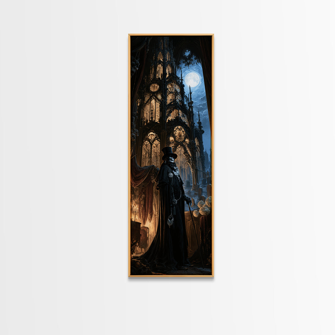 The Cathedral Of Bones, Dark Academia Wall Art, Tall Narrow Wall Art, Canvas Print, Gothic Wall Decor, Halloween Portrait Art