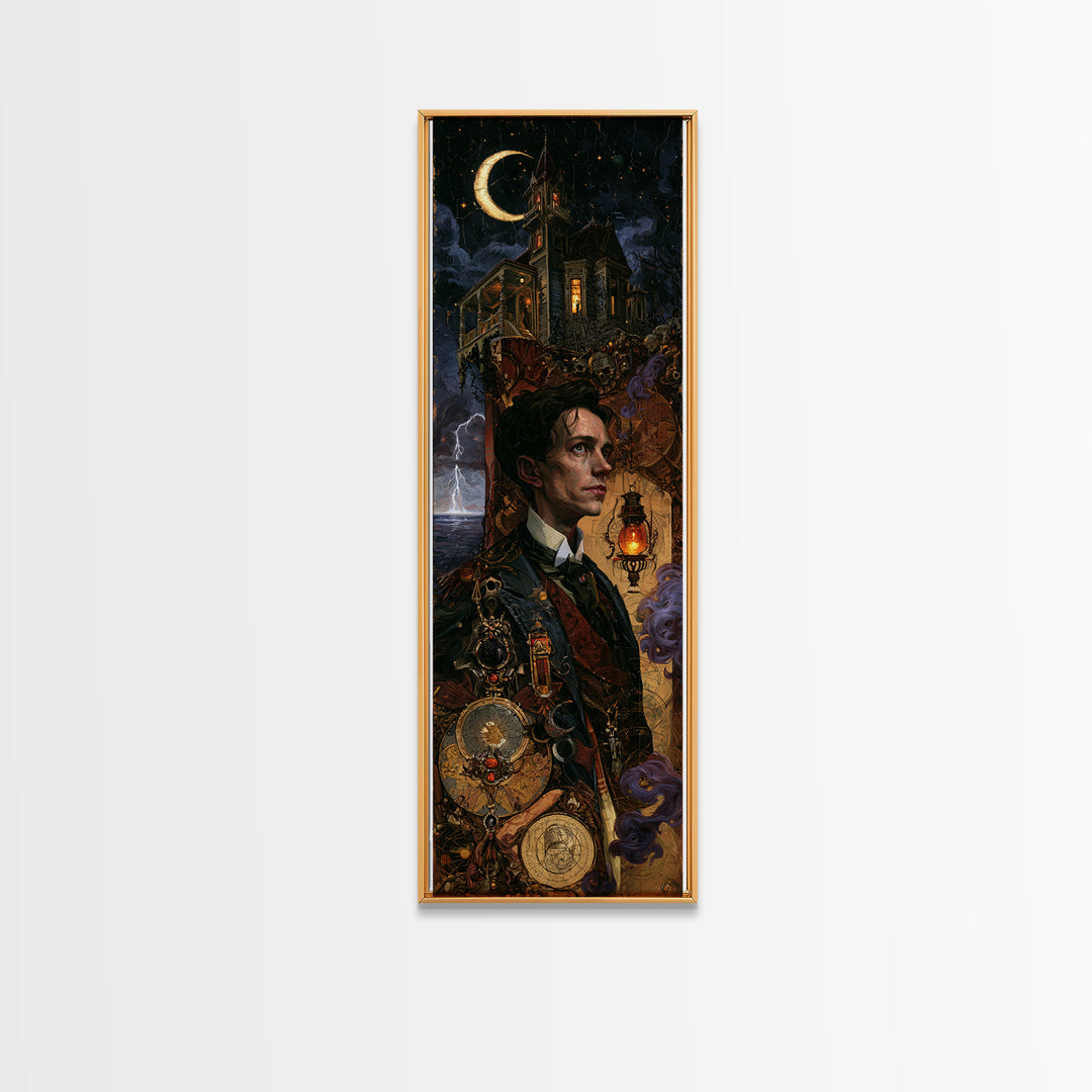 The Last House At The World'S Edge, Victorian Horror Portrait, Tall Narrow Wall Art, Framed Canvas Print, Gothic Wall Decor