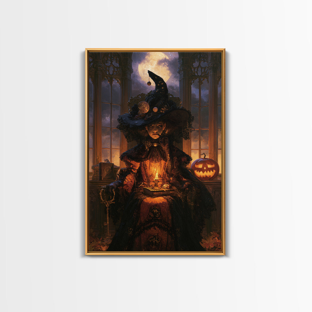 Halloween On Another Planet, Dark Academia Wall Art, Vertical Wall Art, Canvas Print, Gothic Wall Decor, Halloween Portrait Art