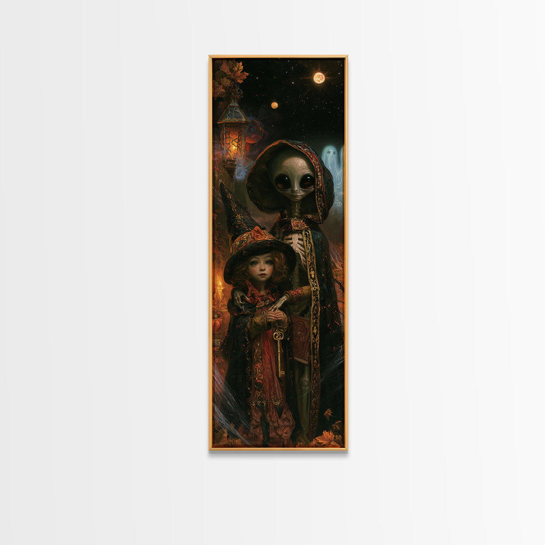 Halloween On Another Planet, Victorian Gothic Art, Tall Narrow Wall Art, Canvas Print, Gothic Wall Decor, Halloween Portrait Art