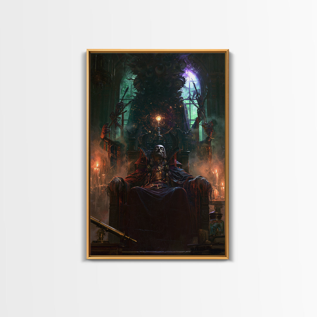 The Dreaming Priest Of The Outer Gate, Dark Academia Wall Art, Vertical Wall Art, Framed Canvas Print, Gothic Wall Decor, Halloween Decor