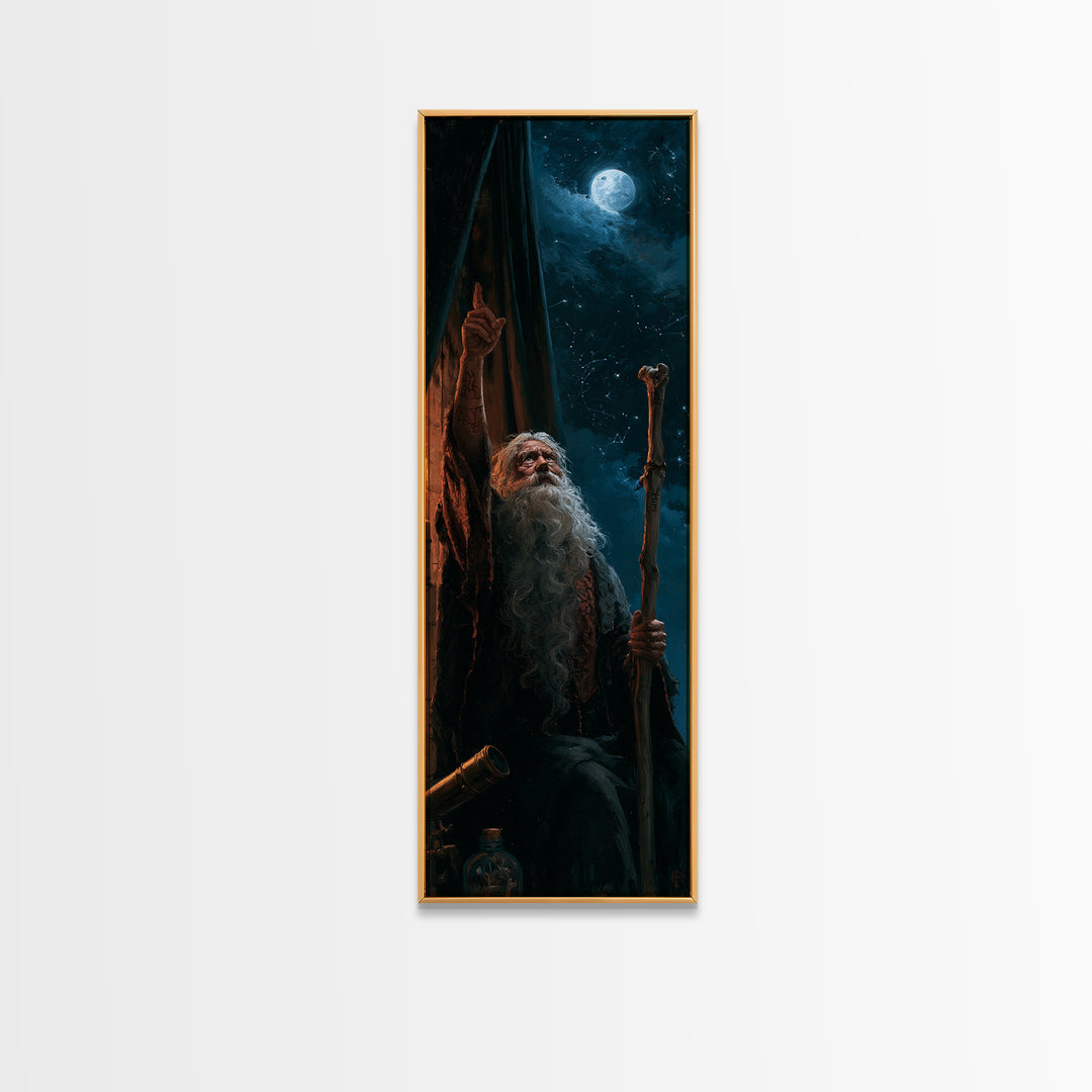 The Star-Seer Of Black Dunwich, Antique Gothic Portrait, Tall Narrow Wall Art, Canvas Print, Gothic Wall Decor, Halloween Portrait Art