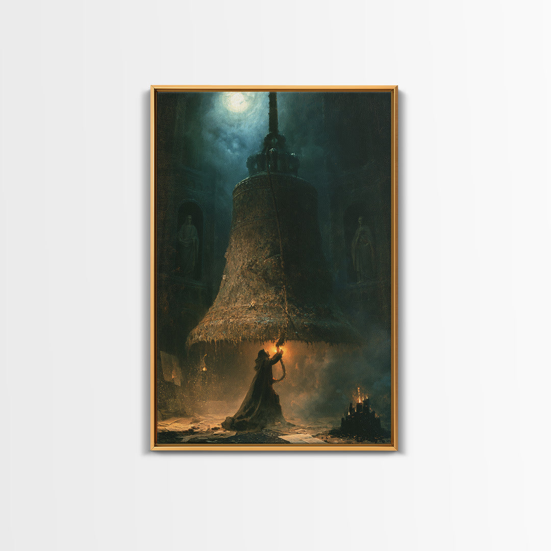 The Bellringer Of The Sunken Cathedral, Dark Academia Wall Art, Vertical Wall Art, Framed Canvas Print, Gothic Wall Decor