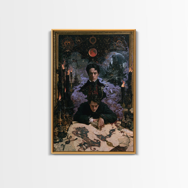 The Mapmaker Of Impossible Shores, Macabre Victorian Decor, Vertical Wall Art, Framed Canvas Print, Gothic Wall Decor, Spooky Wall Decor