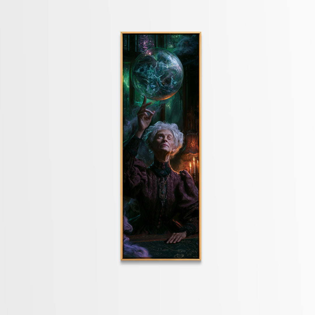 The Oracle Of The Glass Depths, Victorian Gothic Art, Tall Narrow Wall Art, Canvas Print, Gothic Wall Decor, Halloween Portrait Art