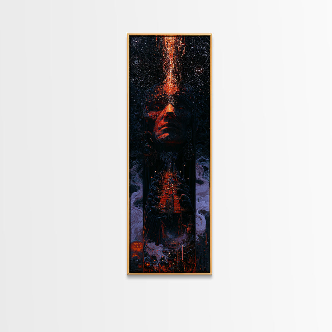 The Feast Of The Pale Cult, Dark Academia Wall Art, Tall Narrow Wall Art, Framed Canvas Print, Gothic Wall Decor, Halloween Portrait Art