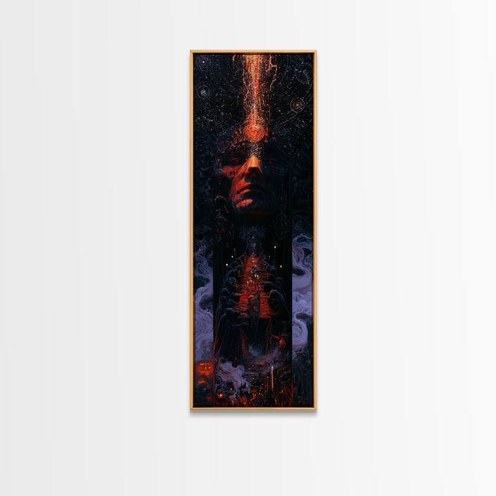 The Feast Of The Pale Cult, Dark Academia Wall Art, Tall Narrow Wall Art, Framed Canvas Print, Gothic Wall Decor, Halloween Portrait Art