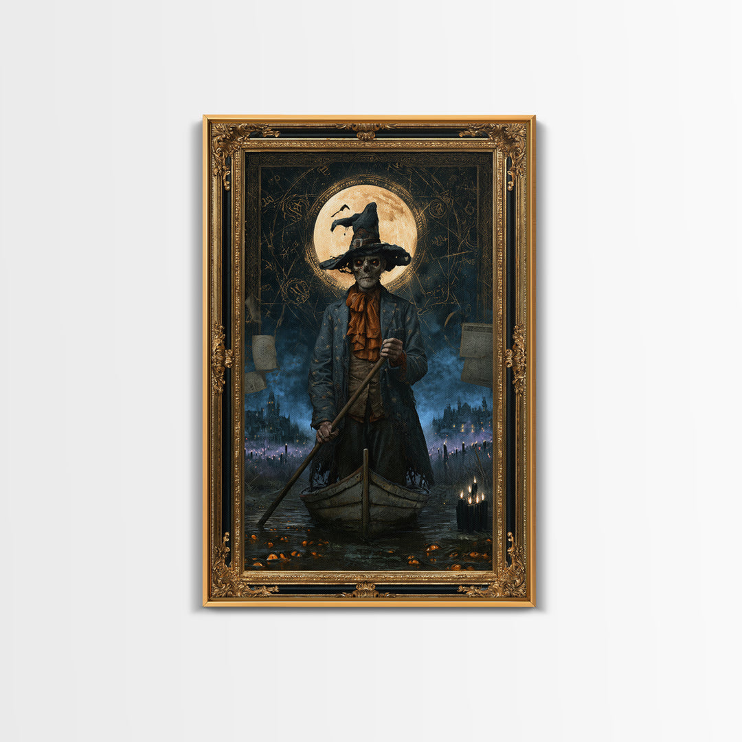 The Ferryman Of The Outer Marsh, Victorian Gothic Art, Vertical Wall Art, Canvas Print, Gothic Wall Decor, Halloween Portrait Art