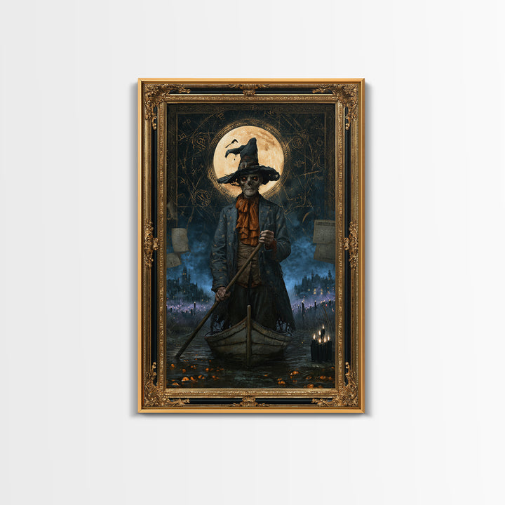 The Ferryman Of The Outer Marsh, Victorian Gothic Art, Vertical Wall Art, Canvas Print, Gothic Wall Decor, Halloween Portrait Art
