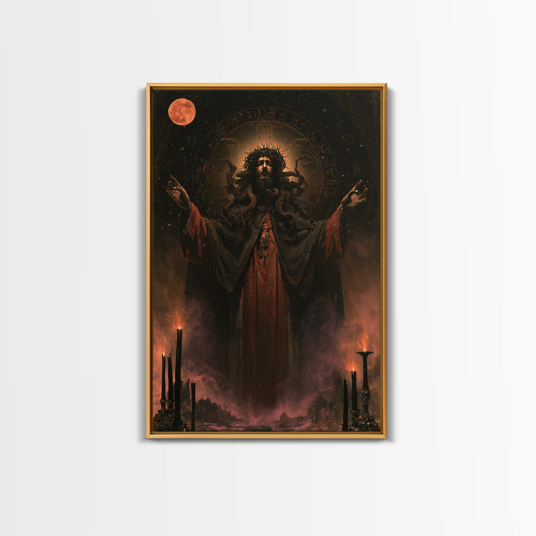 The Crown Of The Tentacled Saint, Victorian Cosmic Horror, Vertical Wall Art, Framed Canvas Print, Gothic Wall Decor, Halloween Portrait Art