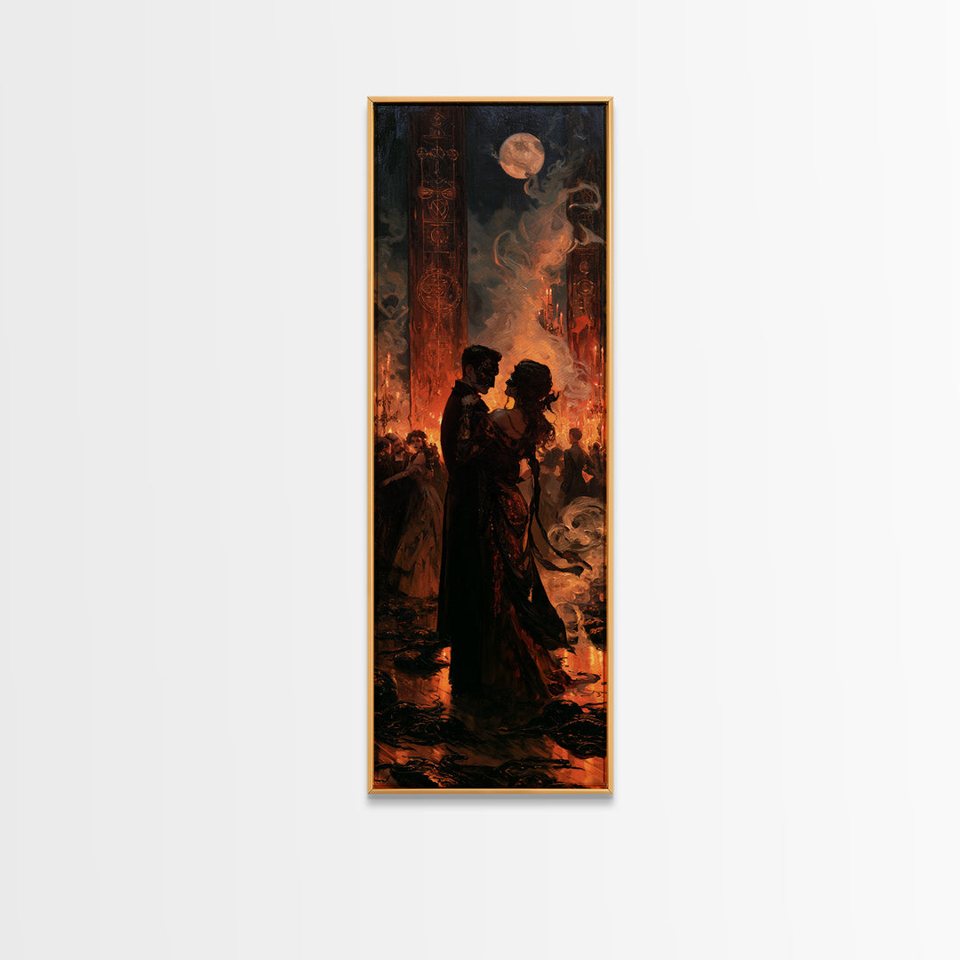 The Ballroom Of Silent Shoggoths, Victorian Horror Portrait, Tall Narrow Wall Art, Canvas Print, Gothic Wall Decor, Halloween Portrait Art