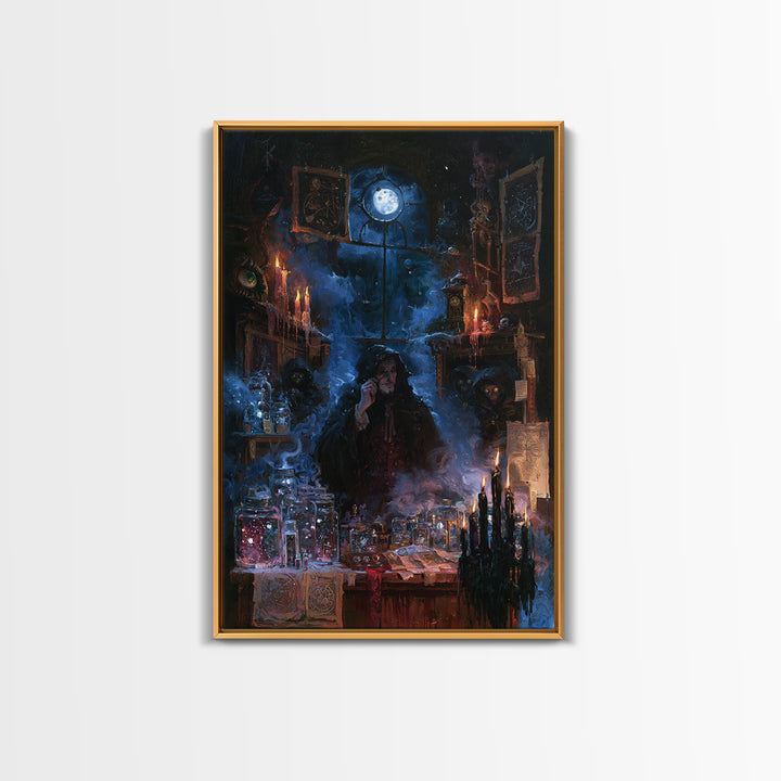 The Lantern Market Beyond The Veil, Dark Academia Wall Art, Vertical Wall Art, Framed Canvas Print, Gothic Wall Decor, Dark Fantasy Art