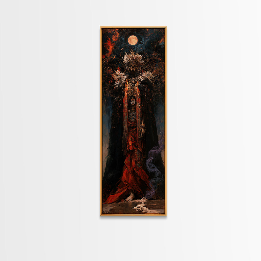 The Salt King Of The Black Shore, Antique Gothic Portrait, Tall Narrow Wall Art, Framed Canvas Print, Gothic Wall Decor, Halloween Wall Art
