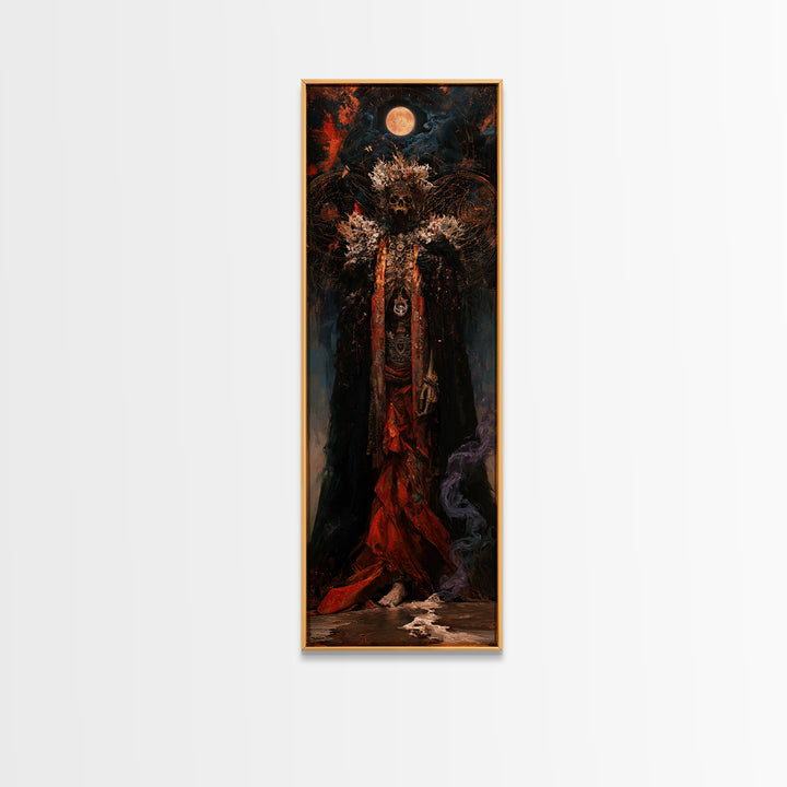 The Salt King Of The Black Shore, Antique Gothic Portrait, Tall Narrow Wall Art, Framed Canvas Print, Gothic Wall Decor, Halloween Wall Art