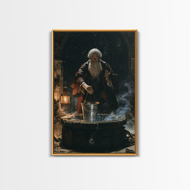 The Dreamwell Beneath Miskatonic, Victorian Horror Portrait, Vertical Wall Art, Framed Canvas Print, Gothic Wall Decor, Halloween Wall Art
