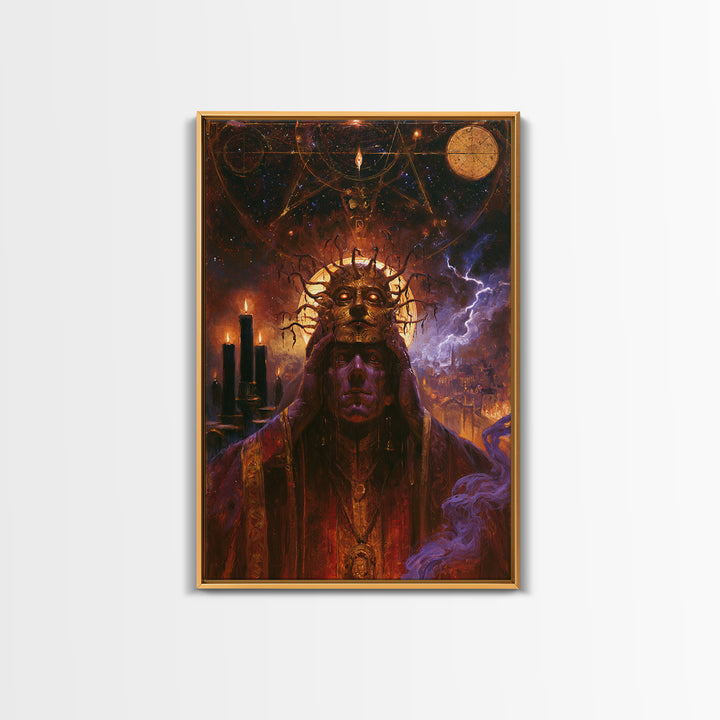The Mask Of The Crawling God, Victorian Gothic Art, Vertical Wall Art, Framed Canvas Print, Gothic Wall Decor, Halloween Portrait Art