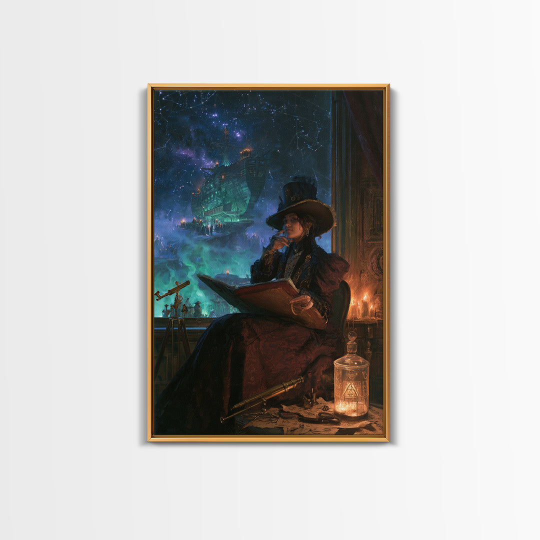 The Candelit Ark Of Forgotten Stars, Victorian Gothic Art, Vertical Wall Art, Canvas Print, Gothic Wall Decor, Halloween Portrait Art