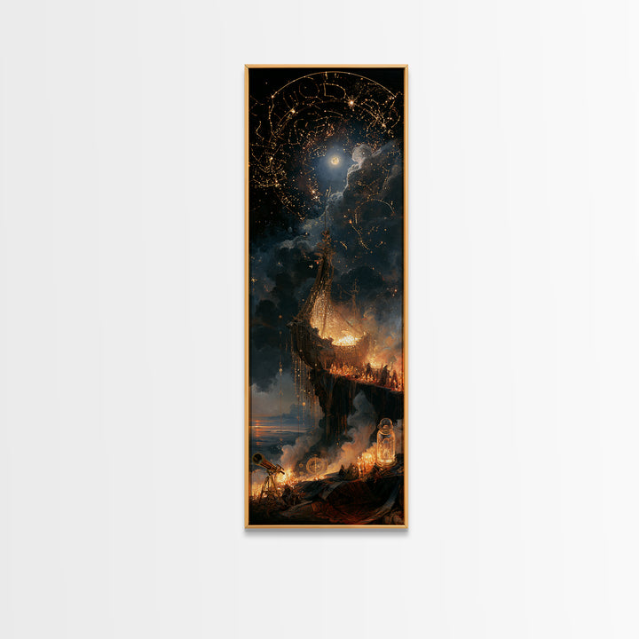 The Candelit Ark Of Forgotten Stars, Victorian Horror Portrait, Tall Narrow Wall Art, Framed Canvas Print, Gothic Wall Decor