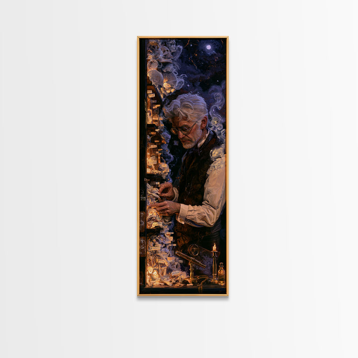 The Archivist Of Dreaming Bones, Macabre Victorian Decor, Tall Narrow Wall Art, Canvas Print, Gothic Wall Decor, Halloween Portrait Art
