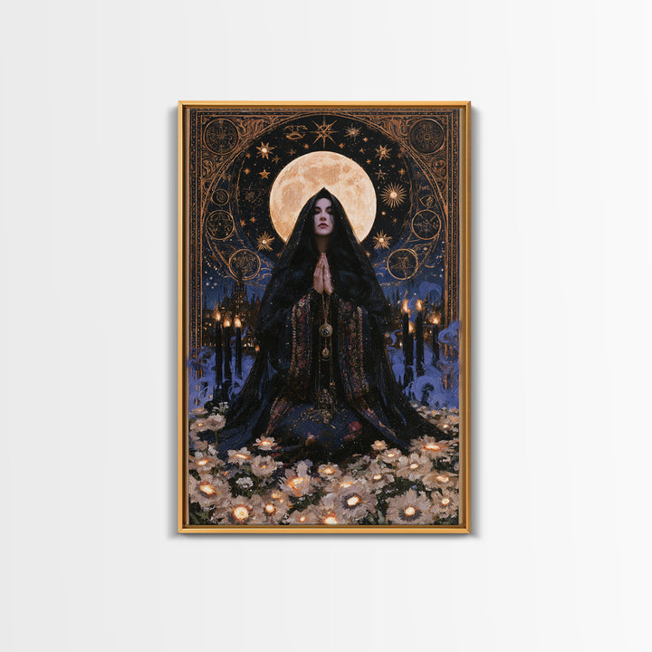 The Garden Of The Eyeless Moon, Lovecraftian Portrait Art, Vertical Wall Art, Framed Canvas Print, Gothic Wall Decor, Halloween Portrait Art