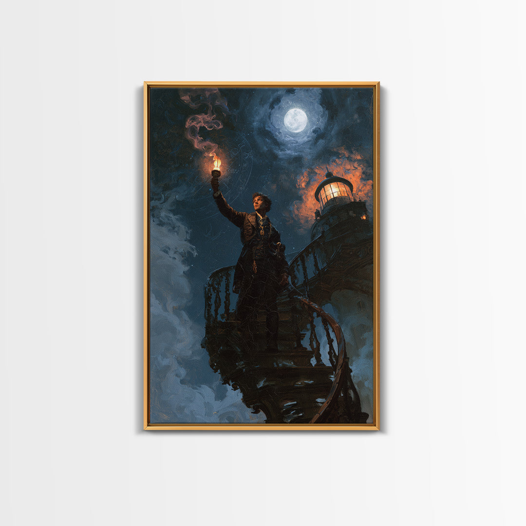 The Last Lighthouse Of Y’Ha-Nthlei, Victorian Horror Portrait, Vertical Wall Art, Canvas Print, Gothic Wall Decor, Halloween Portrait Art