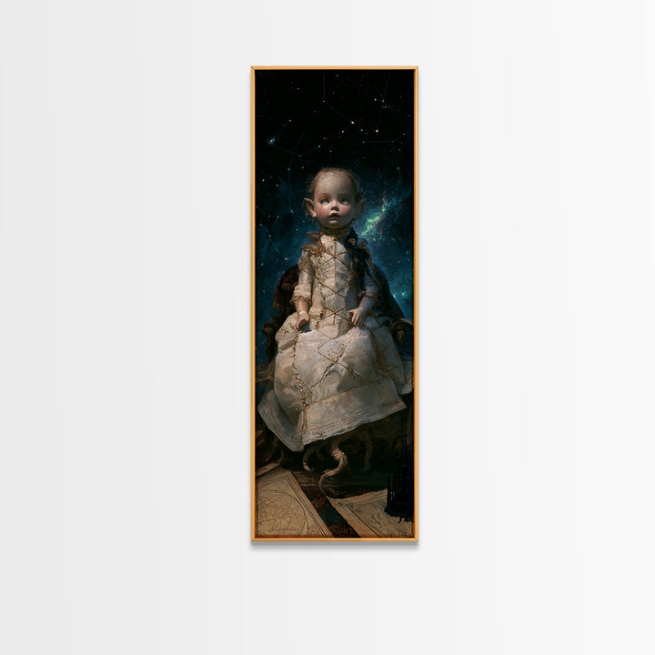 The Doll From Beyond The Void, Victorian Horror Portrait, Tall Narrow Wall Art, Canvas Print, Gothic Wall Decor, Halloween Portrait Art