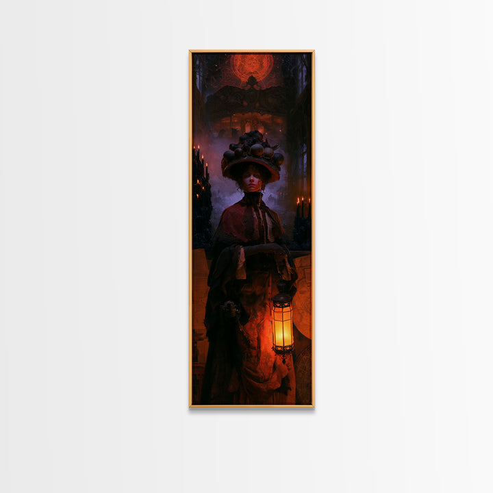 The Carousel Of Sleeping Planets, Victorian Cosmic Horror, Tall Narrow Wall Art, Canvas Print, Gothic Wall Decor, Halloween Portrait Art