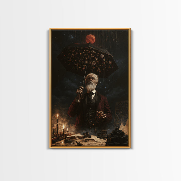 The Umbrella Of The Outer Rain, Dark Academia Wall Art, Vertical Wall Art, Canvas Print, Gothic Wall Decor, Halloween Portrait Art