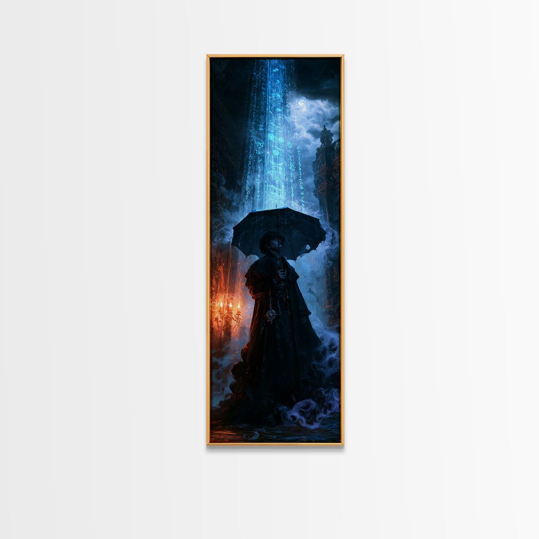 The Umbrella Of The Outer Rain, Victorian Cosmic Horror, Tall Narrow Wall Art, Canvas Print, Gothic Wall Decor, Halloween Portrait Art