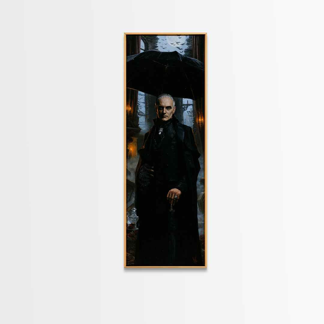 The Cemetery Gentleman, Victorian Vampire Portrait, Tall Narrow Canvas Print, Macabre Home Decor, Spooky Season Decor, Classic Monster Art