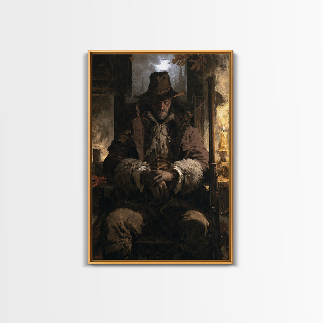 The Midnight Gamekeeper, Victorian Werewolf Portrait, Vertical Canvas Print, Antique Style Decor, Classic Monster Art