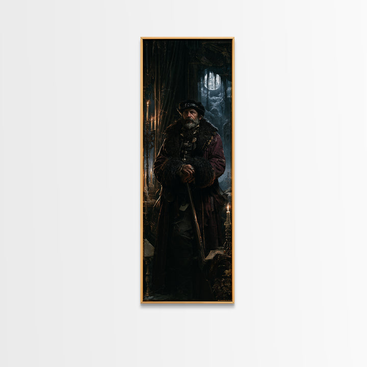 The Midnight Gamekeeper, Victorian Werewolf Portrait, Tall Narrow Canvas Print, Antique Style Decor, Gothic Wall Decor, Classic Monster Art