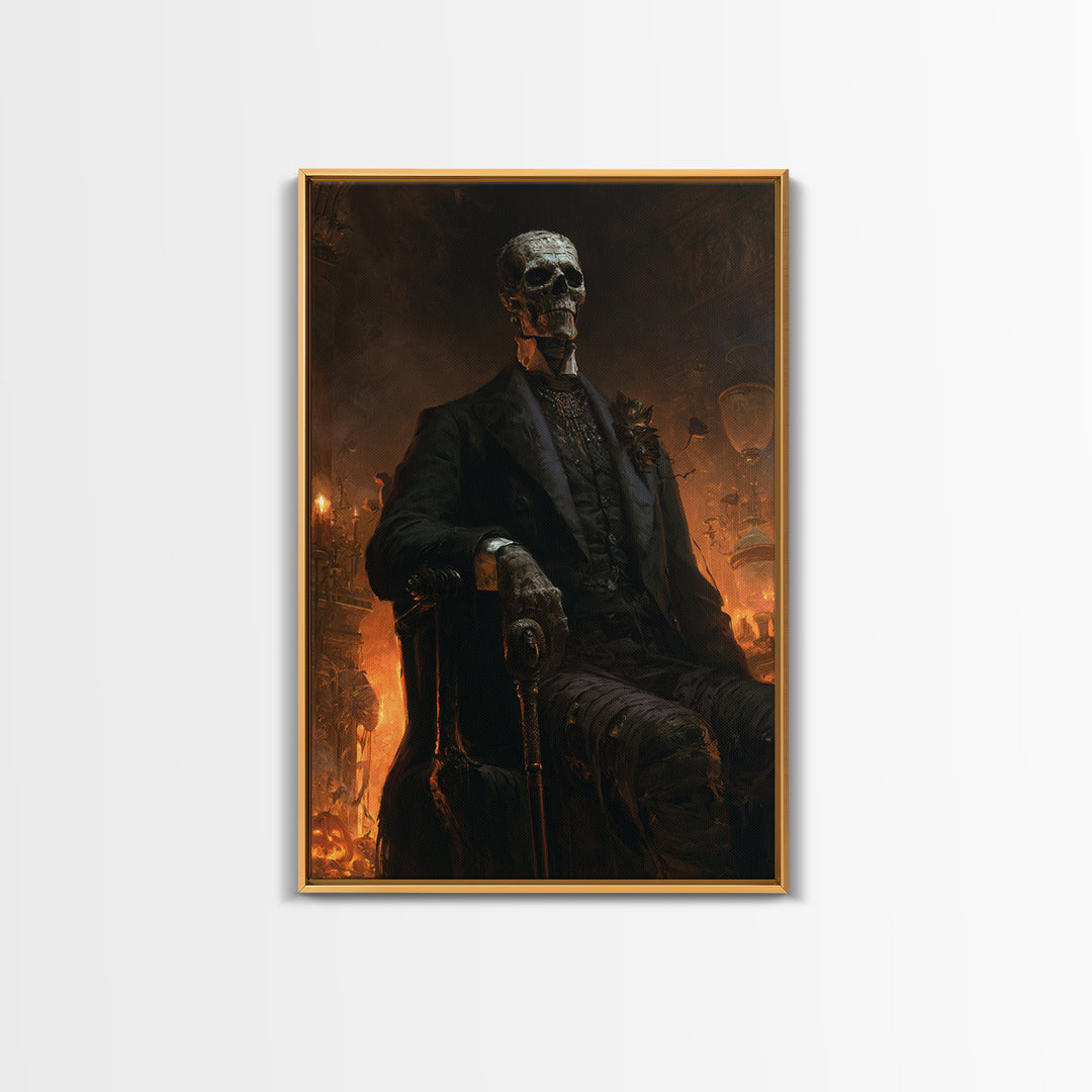 The Tomb Gentleman, Victorian Mummy Portrait, Vertical Canvas Print, Antique Style Decor, Halloween Portrait Art, Classic Monster Art