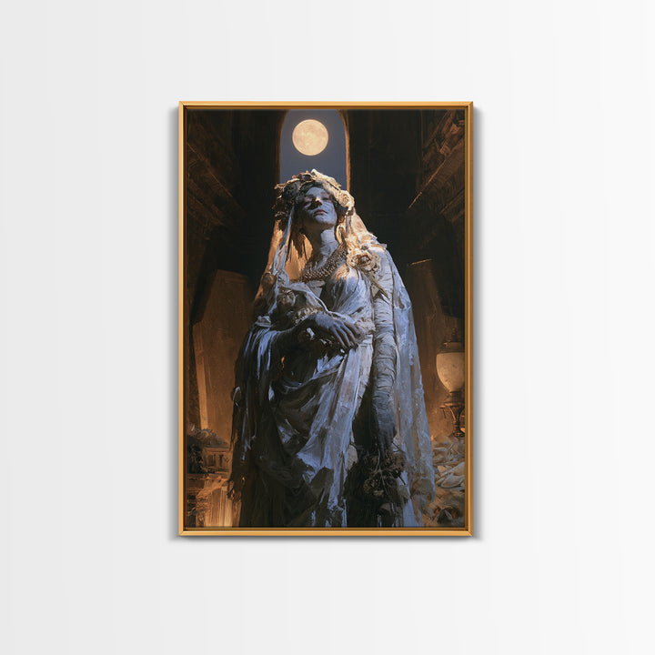 The Mausoleum Bride, Victorian Mummy Portrait, Vertical Canvas Print, Antique Style Decor, Canvas Print, Classic Monster Art