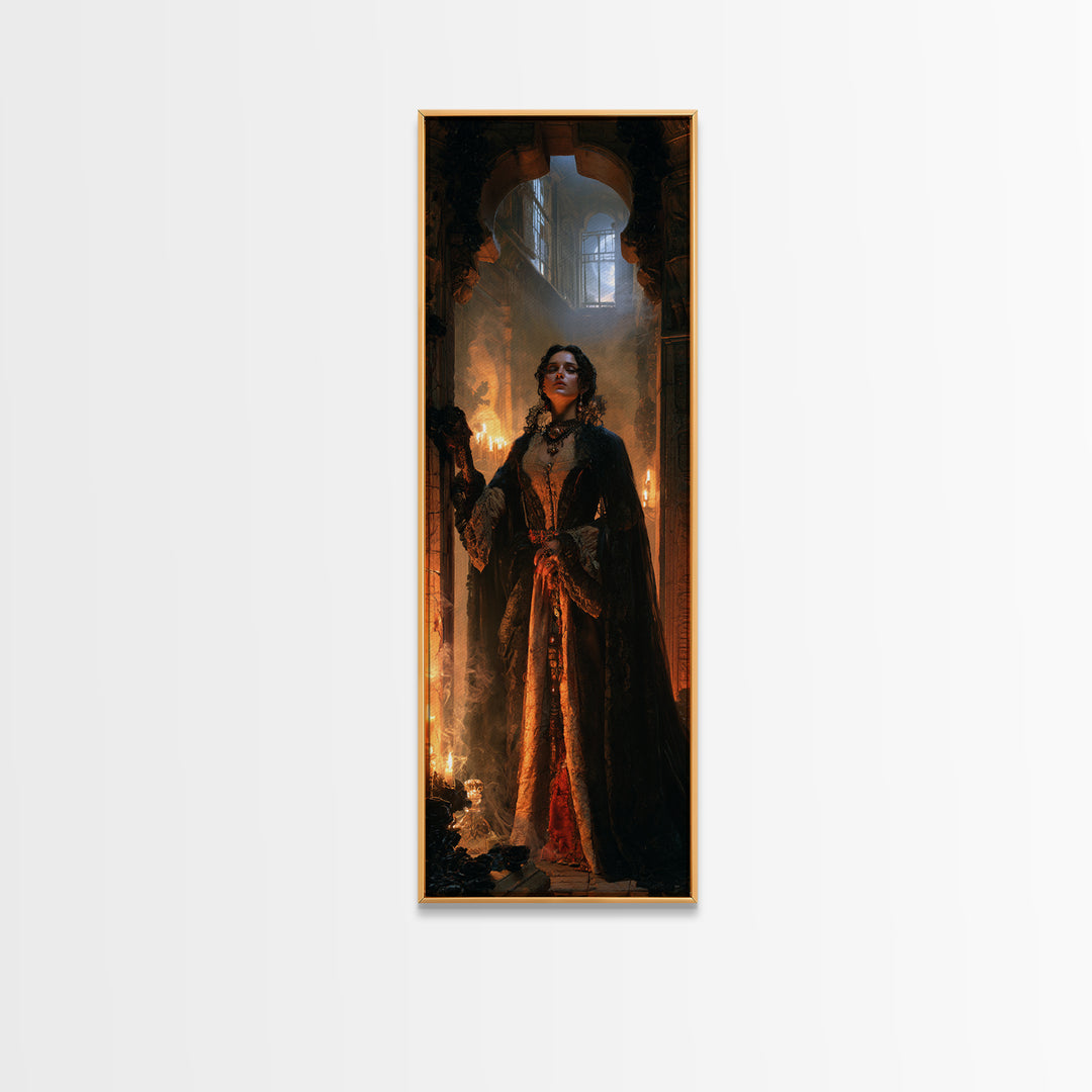 The Lost Nile Countess, Victorian Mummy Portrait, Tall Narrow Canvas Print, Antique Style Decor, Spooky Season Decor, Classic Monster Art